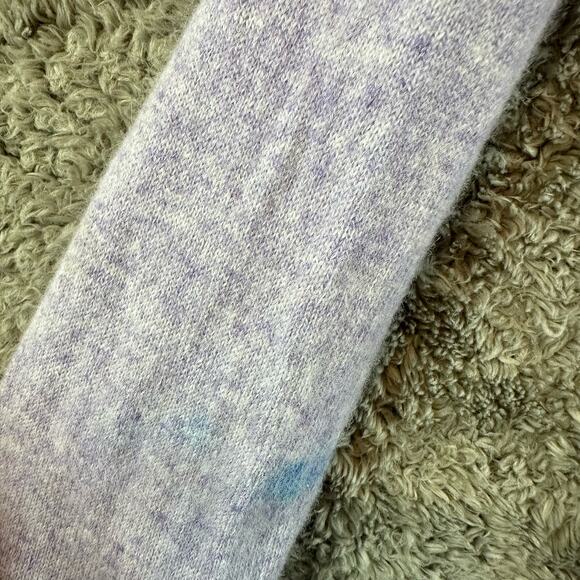 Adrienne Vittadini Purple Ribbed Pleated Sweater 100% 2 ply Cashmere M Medium - Picture 7 of 8